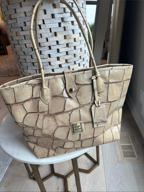 Dooney & Bourke Handbags - Dooney & Bourke Metallic Gold Croc-Embossed Tote